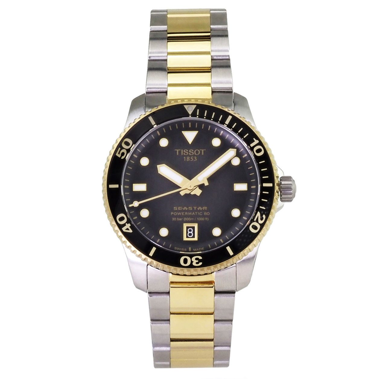 Tissot Automatikuhr Swiss Made Herren Uhr 40 mm Ø T1208072205100 Seastar Powermatic 80, Gangreserve 80 std.