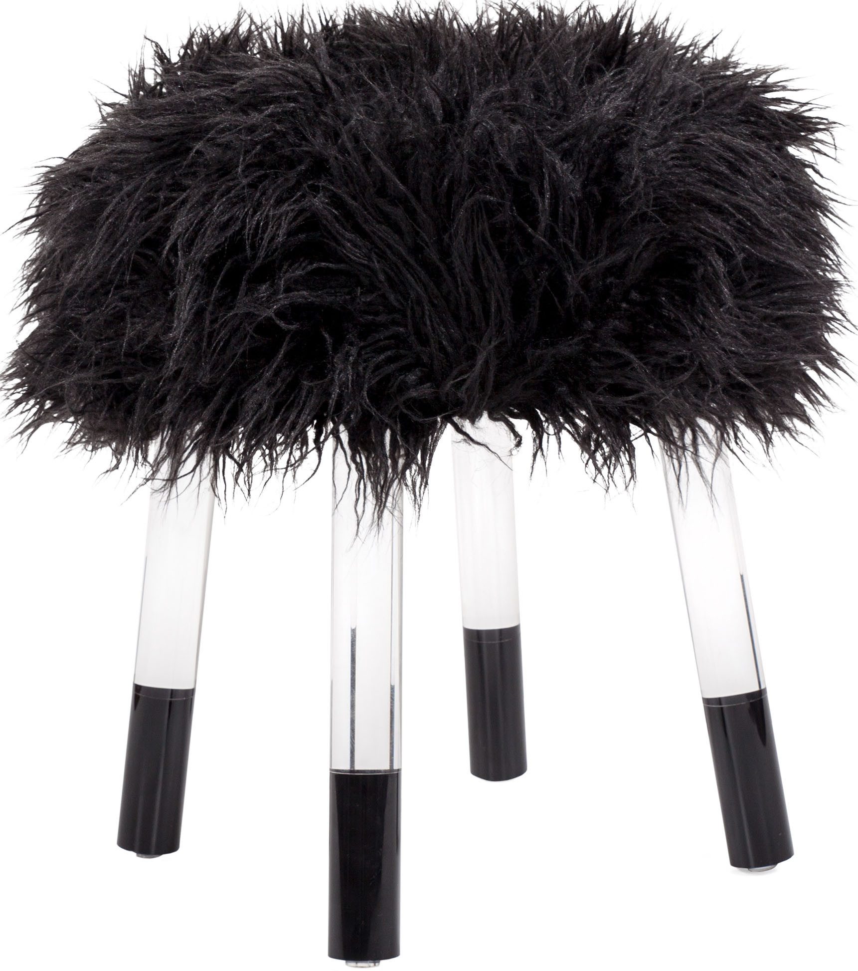 Kayoom Sitzhocker Fellhocker Laika 110, stilvoller Hocker mit Kunstfell, runde Form (1 St), bequem, elegant, modern, runde Form, runde Form