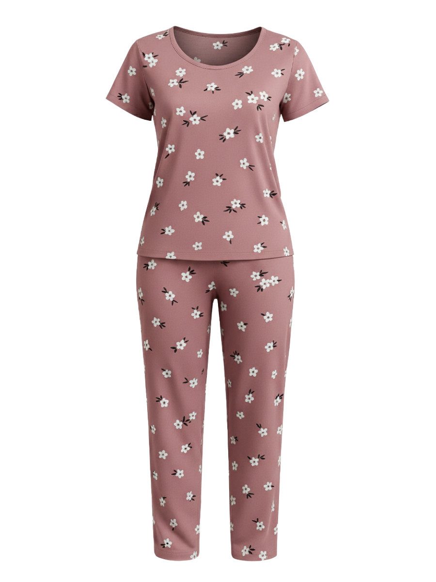 Elegant Love Pyjama Damen-Schlafanzug-Set mit Blumenmuster – Bequeme Nachtw günstig online kaufen