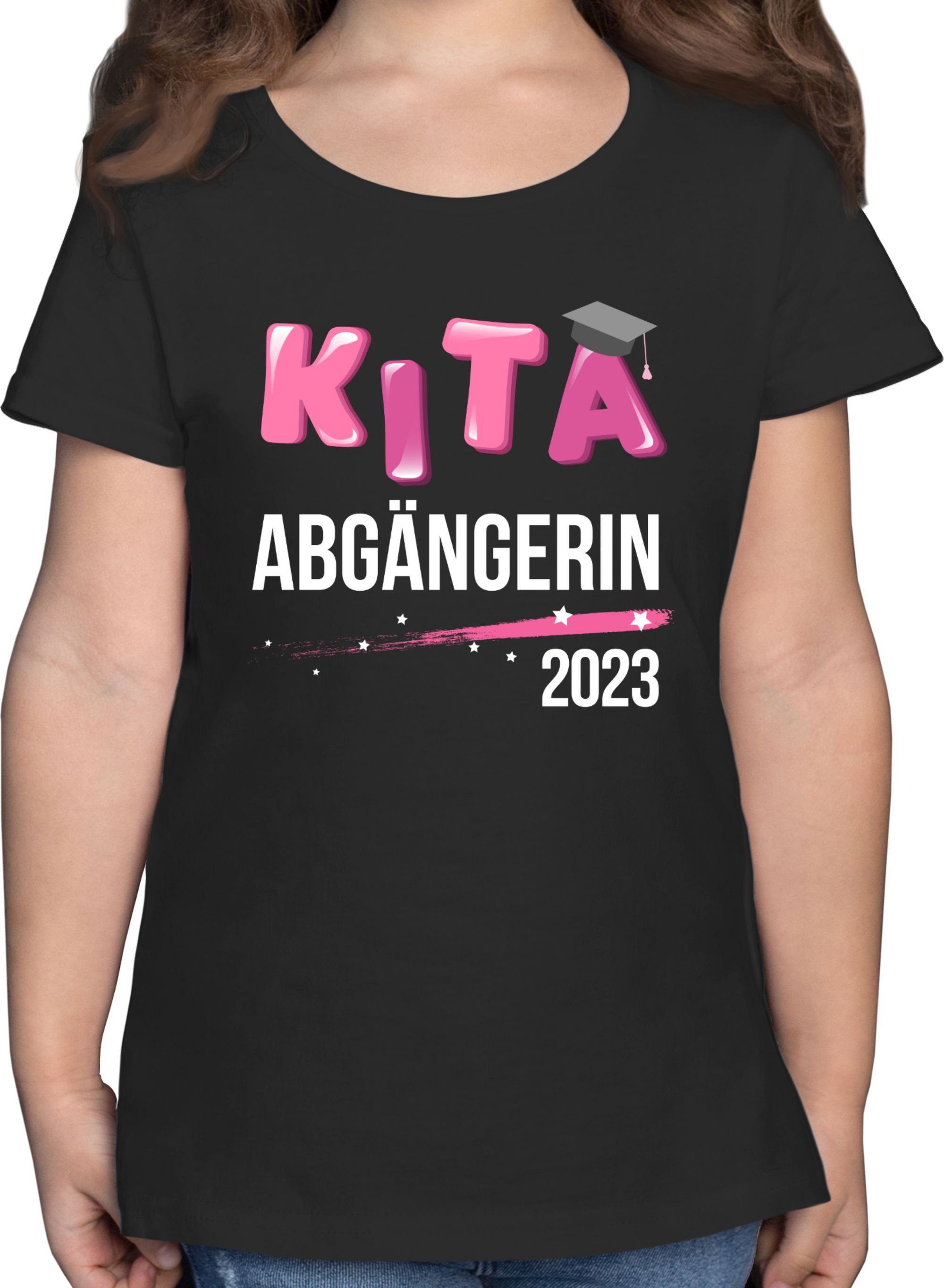 Mädchen 2023 2 Abgängerin Kita T-Shirt Einschulung Shirtracer Schwarz