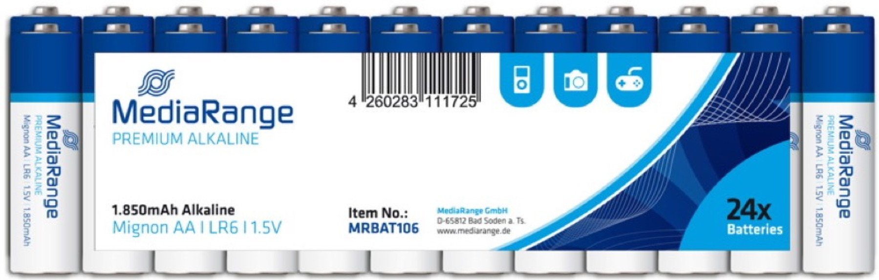 Mediarange 24 Mediarange Premium AA / Mignon Alkaline Batterien in 24er Folie Batterie