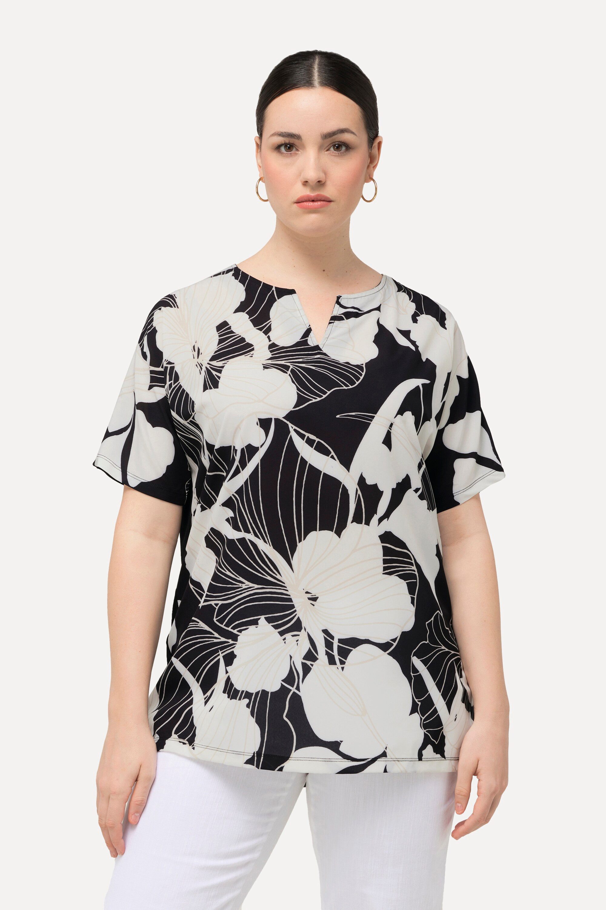 Ulla Popken T-Shirt T-Shirt Blüten Oversized günstig online kaufen