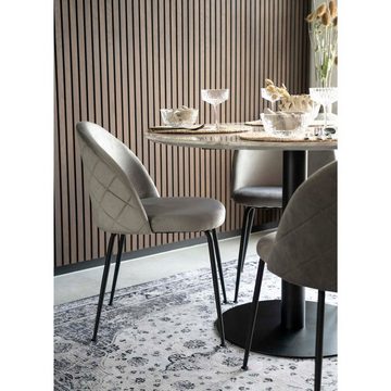 House Nordic Esszimmerstuhl Geneve Dining Chair – Esszimmerstuhl aus Samt, grau mit schwarzen B...