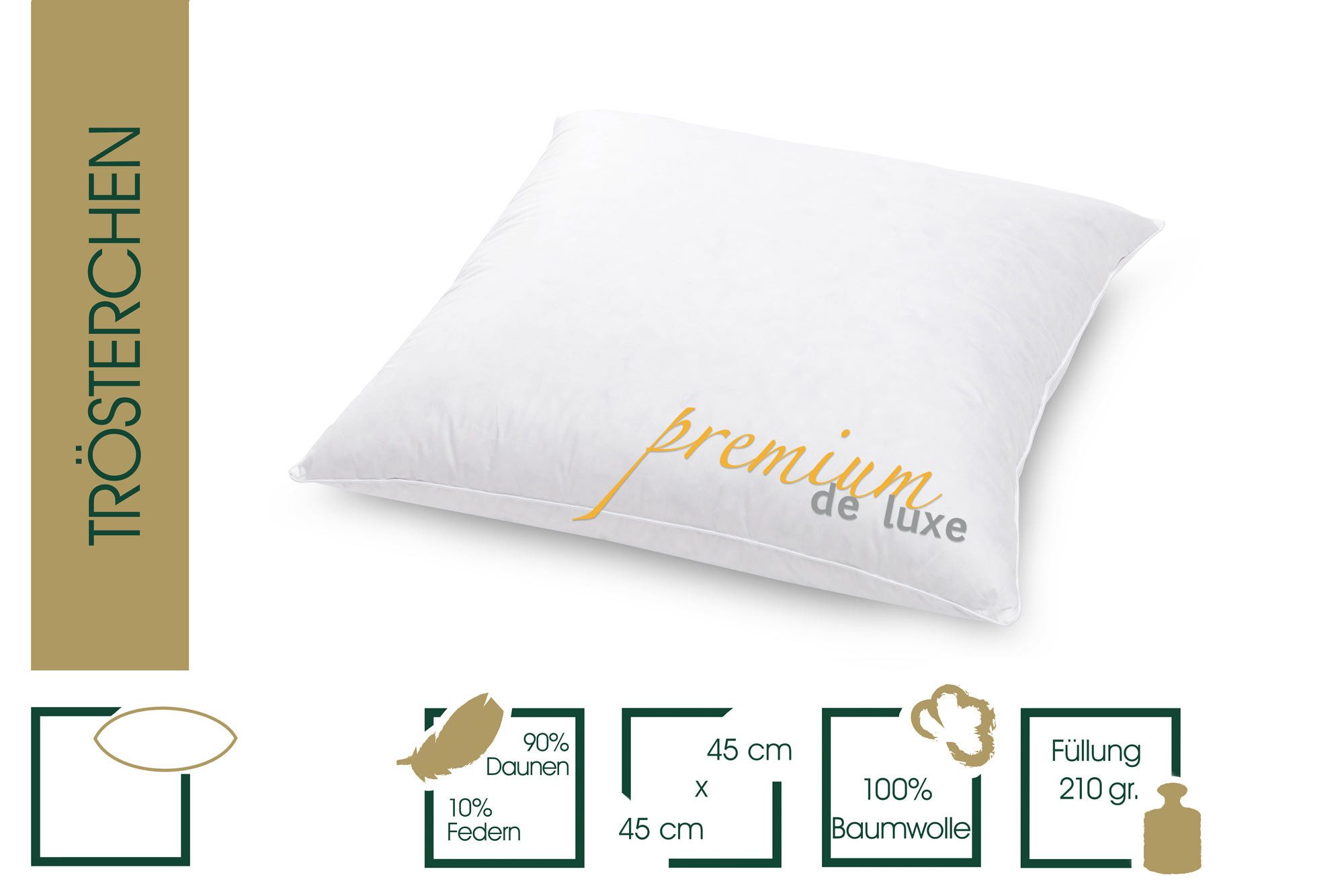 HANSKRUCHEN Daunenkissen Premium de Luxe, Füllung: 90% Daunen, 10% Federn, günstig online kaufen