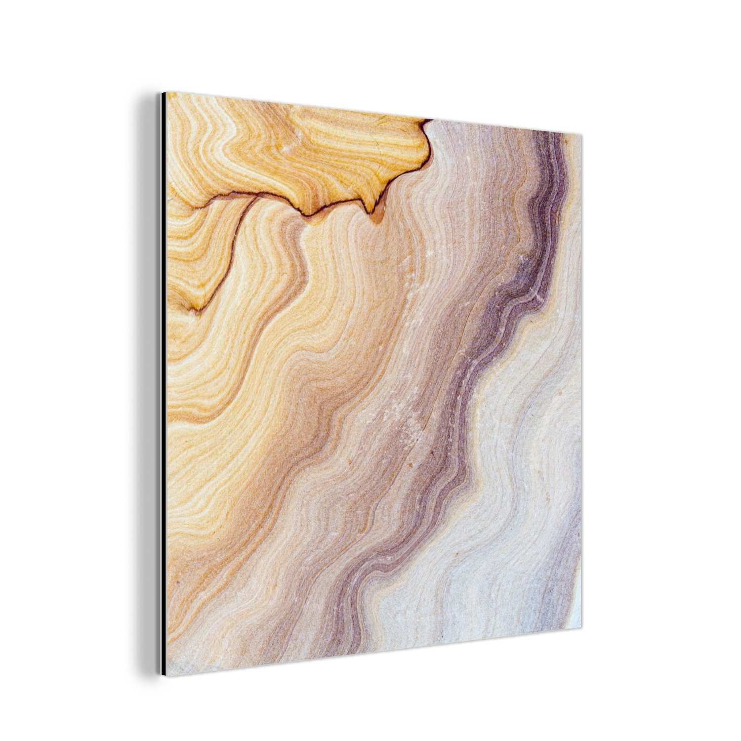 MuchoWow Metallbild Marmor - Textur - Sandstein - Gold - Marmoroptik, (1 St), Alu-Dibond-Druck, Gemälde aus Metall, Aluminium deko
