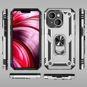 Nalia Smartphone-Hülle Apple iPhone 14, Stoßfeste Military-Style Ring Hülle / Extrem Schützend / Outdoor Case