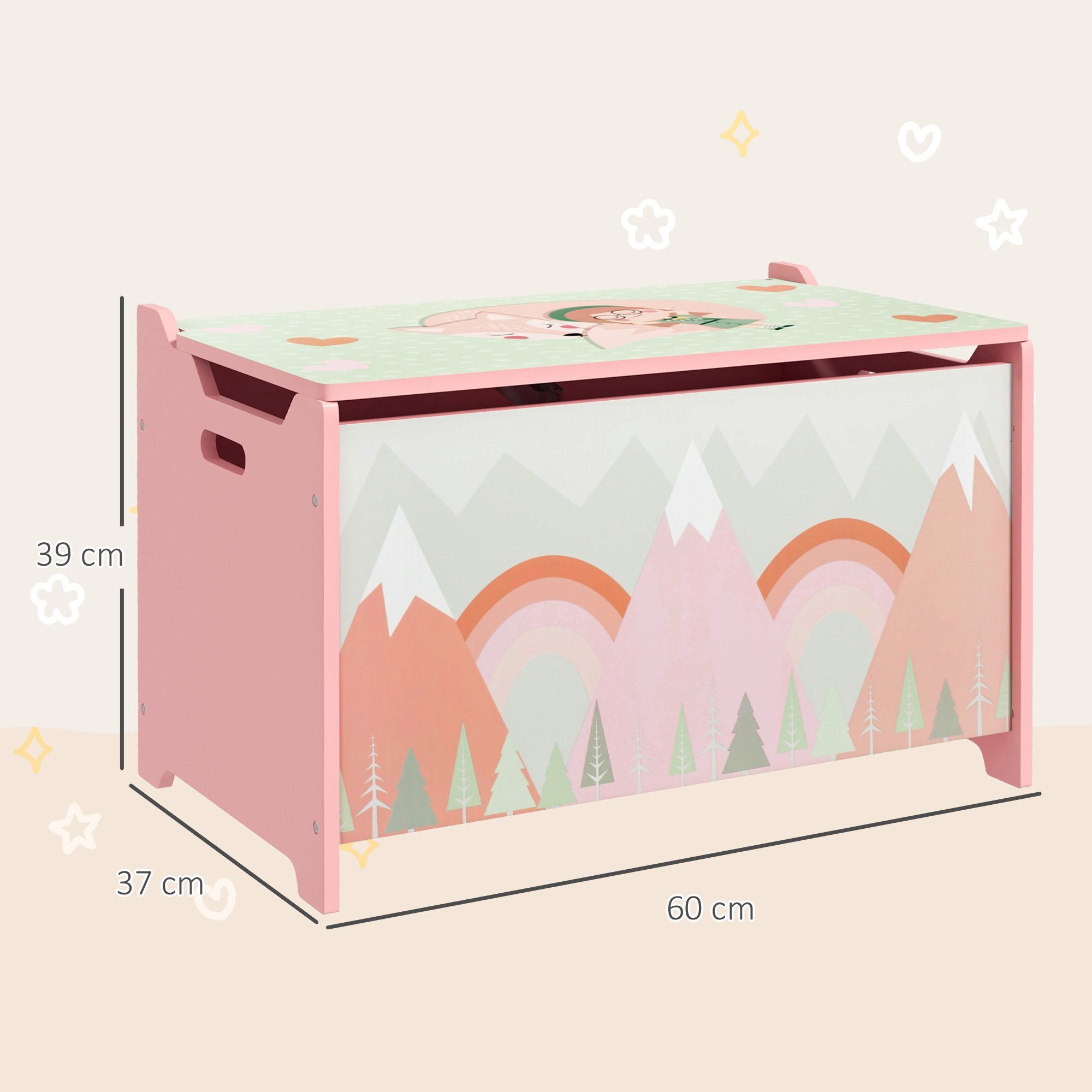 ZONEKIZ Aufbewahrungsbox Spielzeugkiste Sicherheitsscharnier Griff Spielzeug Aufbewahrung (Spielzeugtruhe, 1 St., Spielzeugbox), für Kinderzimmer, Schlafzimmer, Rosa