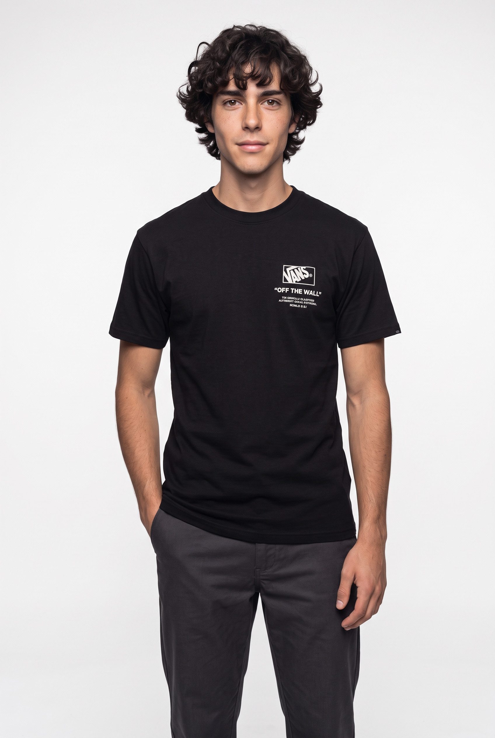 Vans T-Shirt Stacked Hi SS Tee für Erwachsene, mit Kurzarm, aus Baumwolle, normale Länge