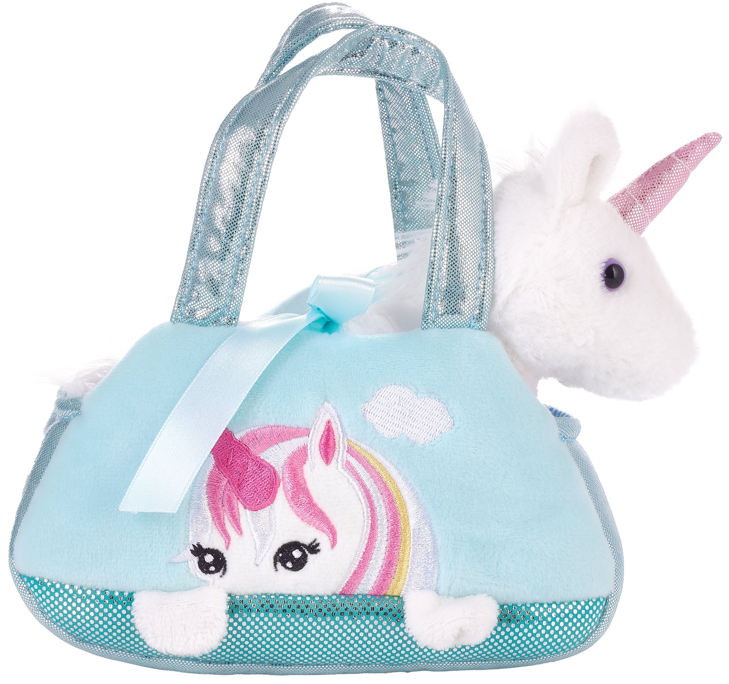 BRUBAKER Kuscheltier Einhorn Tasche Weiß 20 cm (1-St., Plüschtier in Handta günstig online kaufen