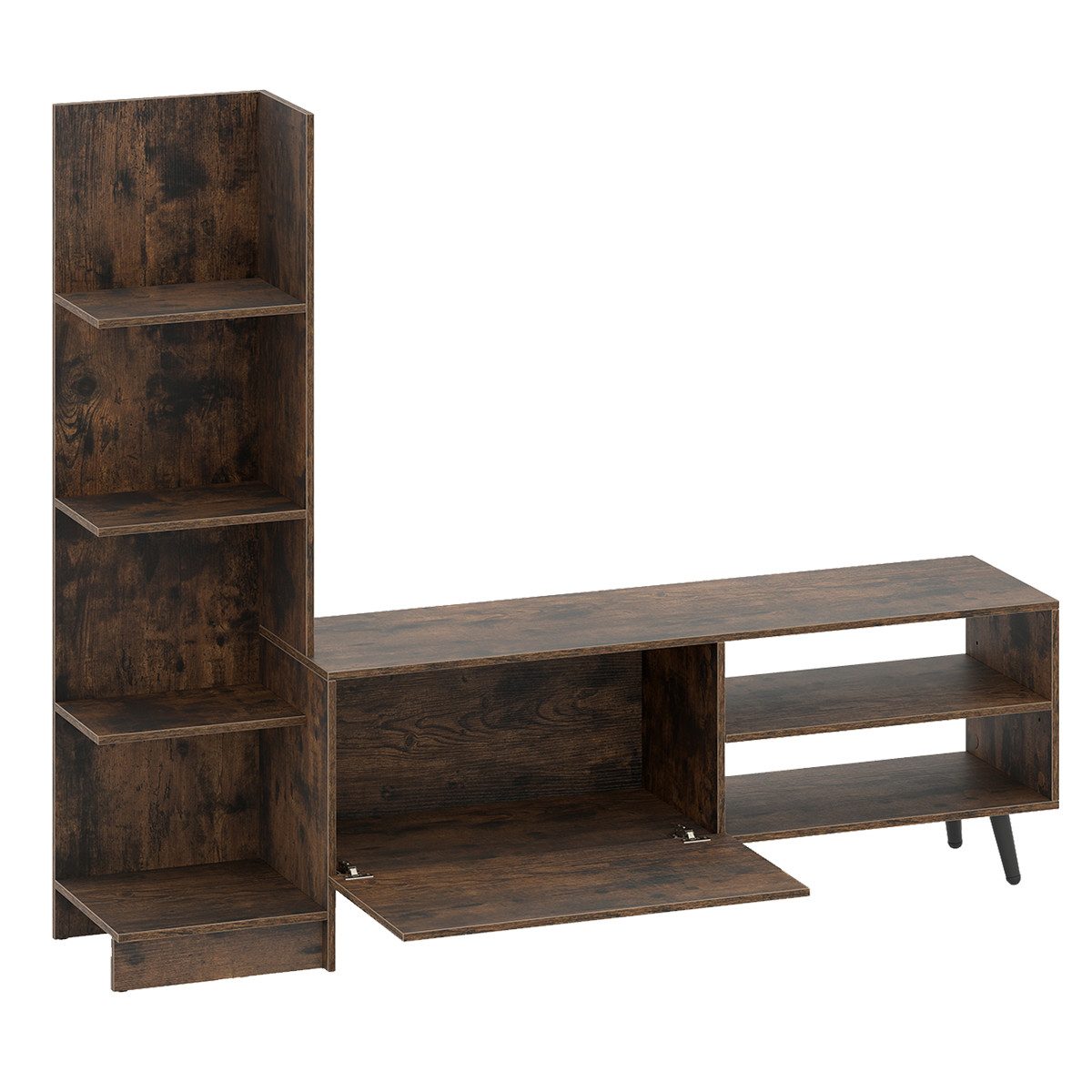 COSTWAY TV-Schrank mit Bücherregal & verstellbarem Regal Fernsehtisch 140cm günstig online kaufen