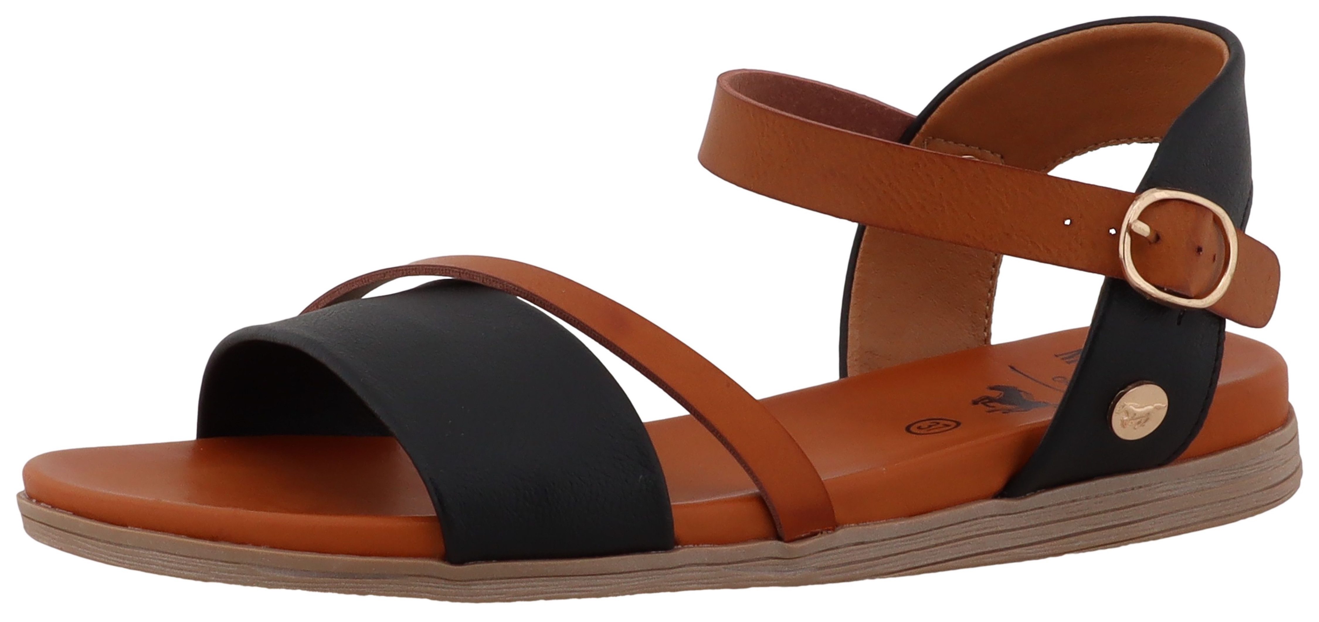 Mustang Shoes Eireen Riemchensandale Sandalette, Sommerschuh mit logogeprägter Niete