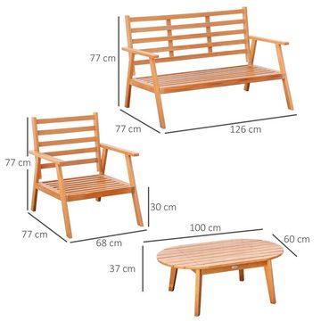 Outsunny Sitzgruppe mit Doppelsofa, (Set, 4-tlg., Balkonmöbel-Set), 4-tlg. Gartenmöbel-Set
