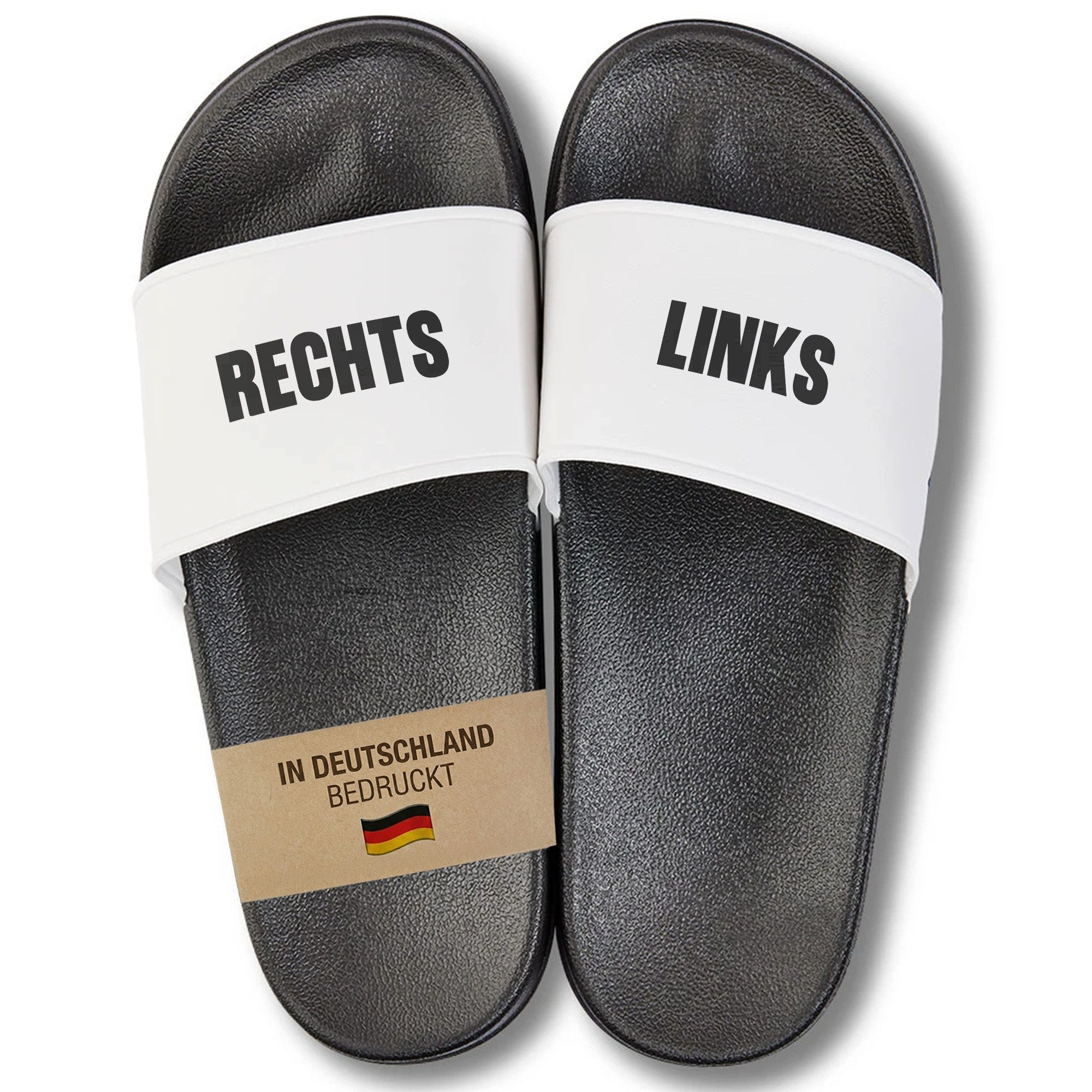 22Feels Geschenk Väter Badelatschen Herren Männer Rechts Links Mallorca Urlaub Badepantolette IN DEUTSCHLAND BEDRUCKT