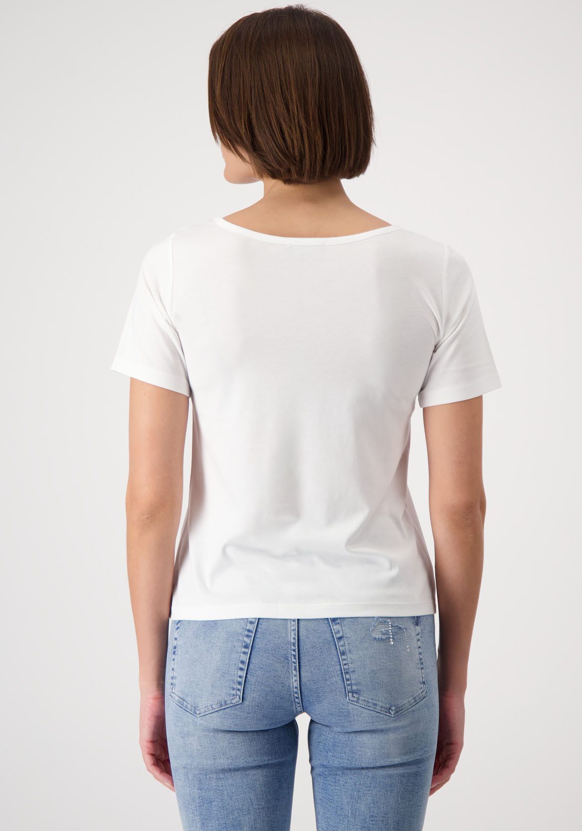 Monari Rundhalsshirt mit Frontprint und Glitzernieten günstig online kaufen
