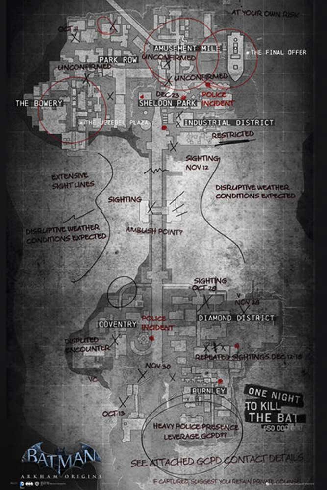 Poster Batman - Poster - Arkham Origins - Map