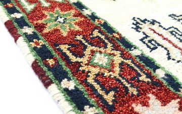 Wollteppich Kazak Teppich handgeknüpft beige, morgenland, rechteckig, Höhe: 13 mm