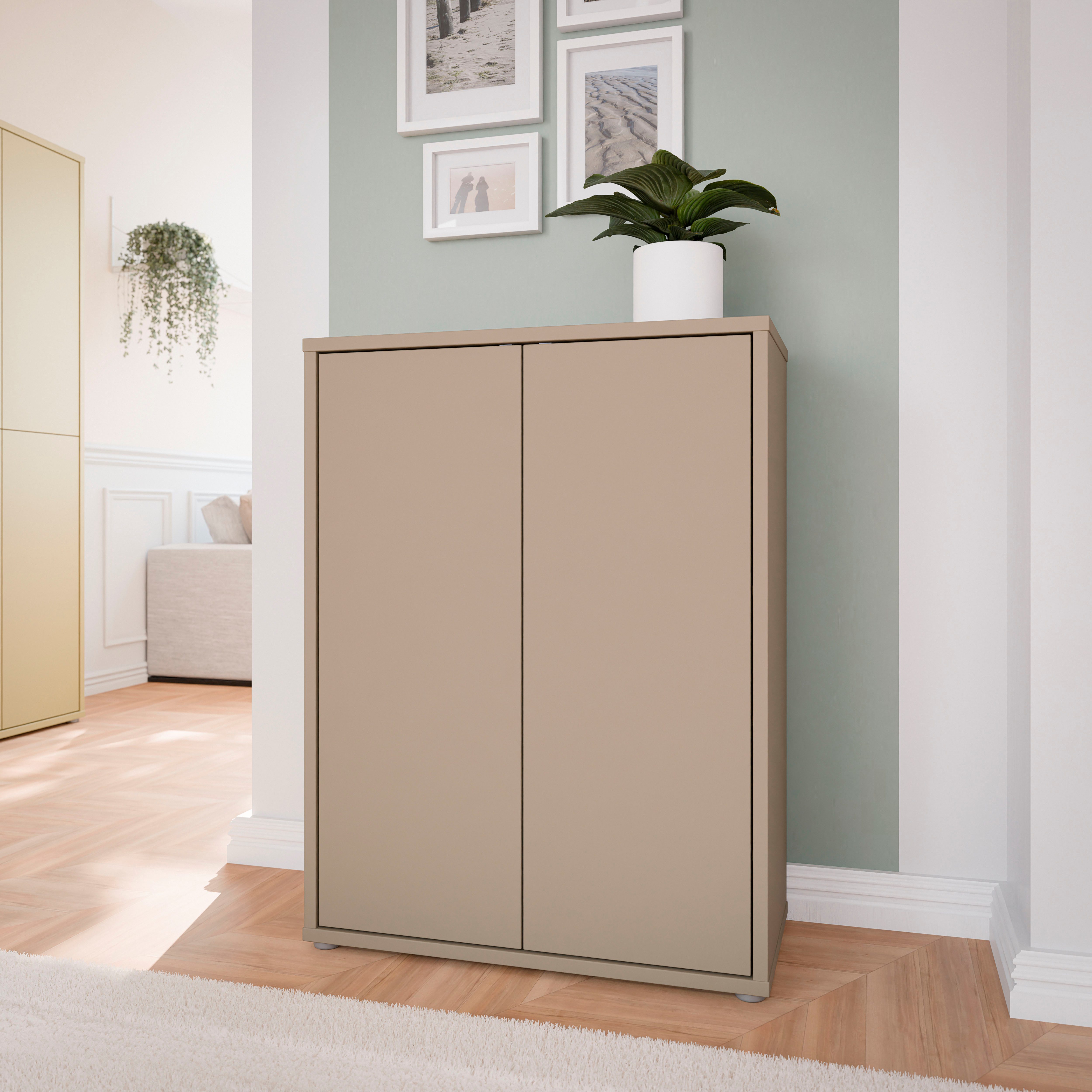 FORTE Schuhschrank Alice Springs, Schuhschrank, Platz für 15 Paar Schuhe, 2 Türen (B/H/T 74,5/99,1/34,9 cm) Stauraumschrank, Mehrzweckschrank, grifflose Front, Push to open