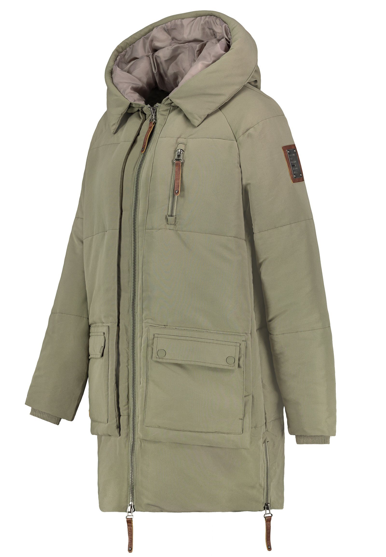 Olive Wintermantel Mantel Jacke Winter Steppjacke Parka Steppmantel Oversize Parka SUBLEVEL