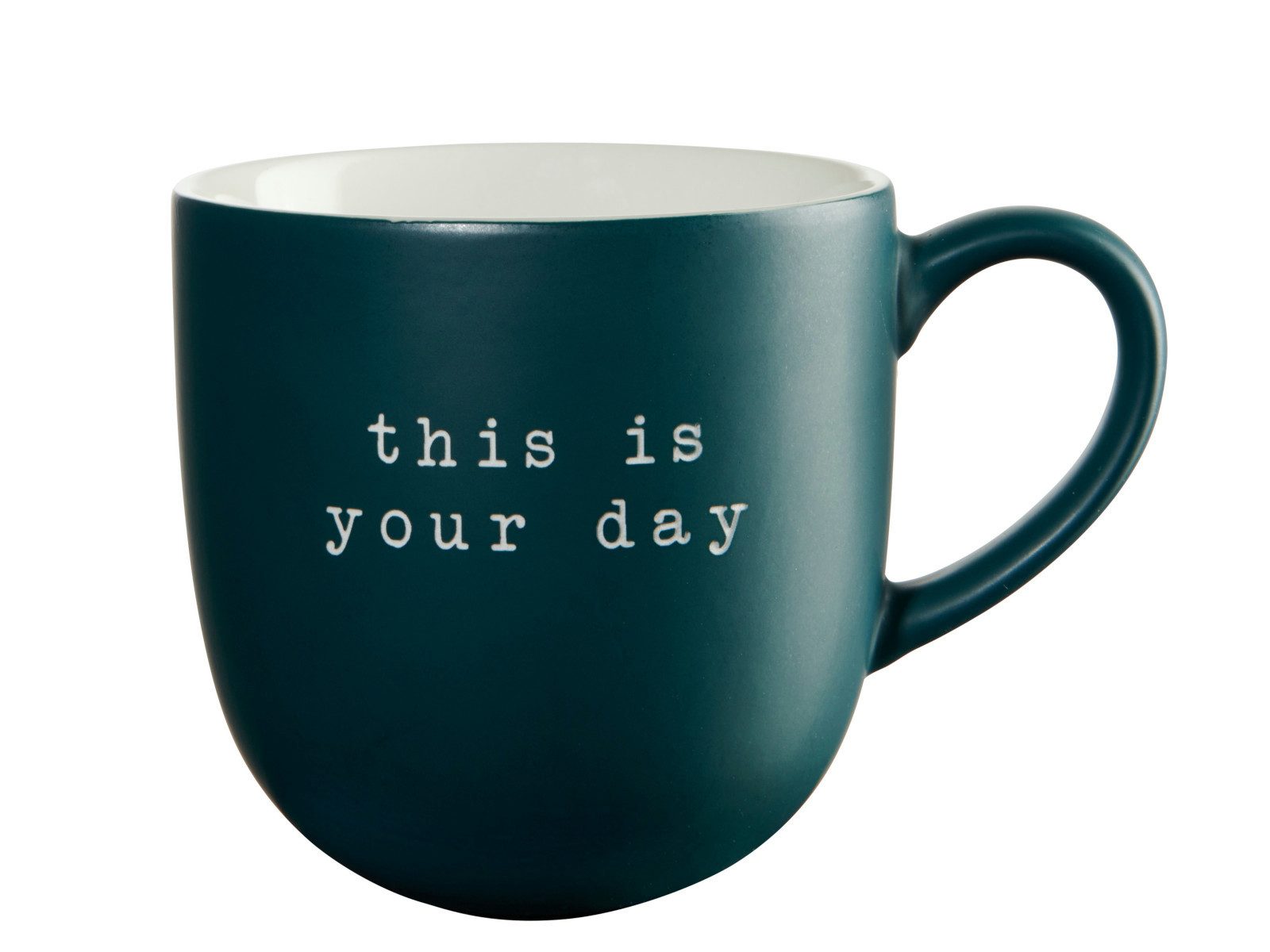 ASA SELECTION Becher Selection hey! Henkelbecher this is your day grün 0,35l, New Bone China, Geschirr