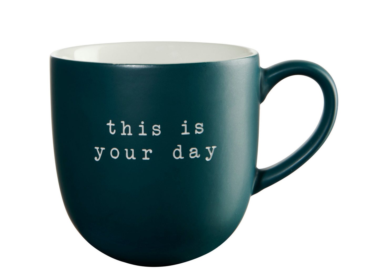 ASA SELECTION Becher Selection hey! Henkelbecher this is your day grün 0,35l, New Bone China, Geschirr
