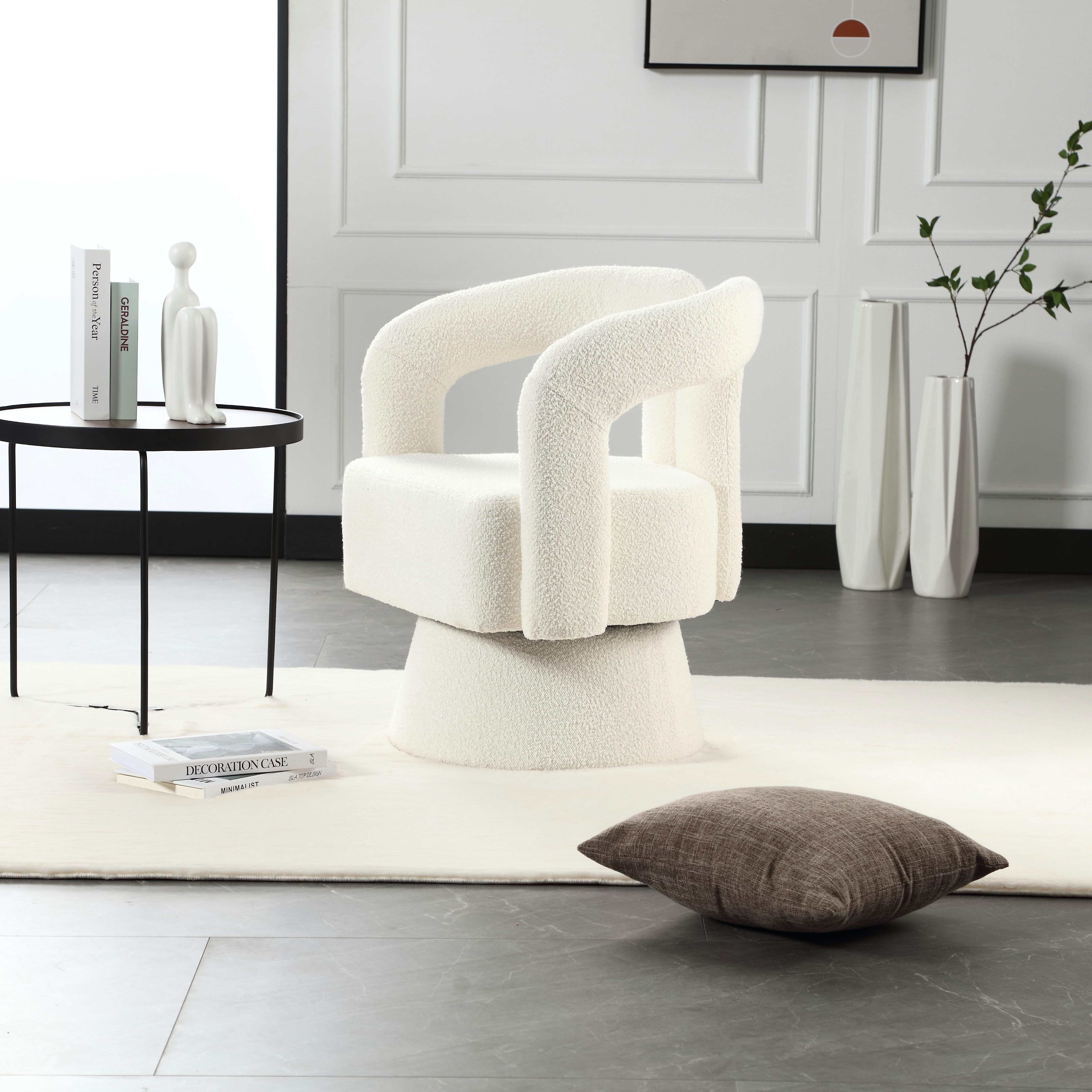 HAUSS SPOLE Drehstuhl 360° drehbarer Freizeitsessel Loungesessel Polsterstuhl Relaxsessel (runde Sessel mit breiter Polsterung, flauschigem Stoffstuhl, 1 St), Drehung nicht möglich für Wohnzimmer, Schlafzimmer, Büro.