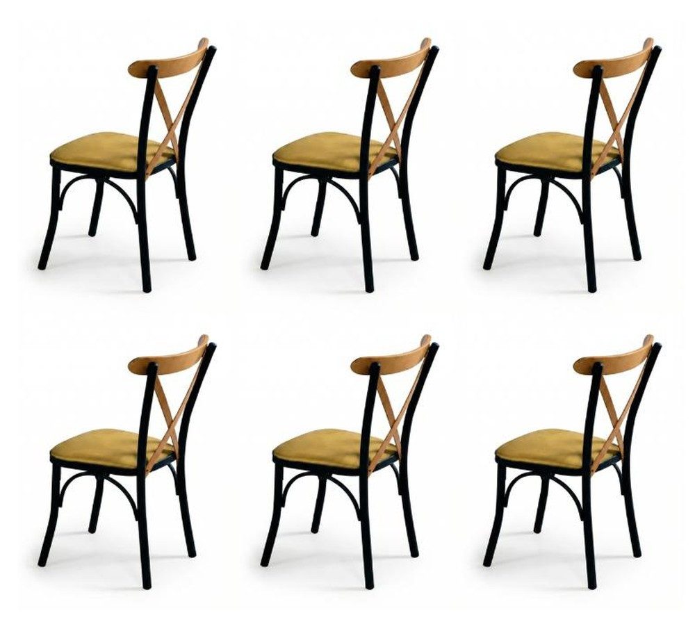 Xlmoebel Esszimmerstuhl Sechser-Set moderne Esszimmerstühle in Gelb, kompakt und bequem (6er-Set), Made in Europa