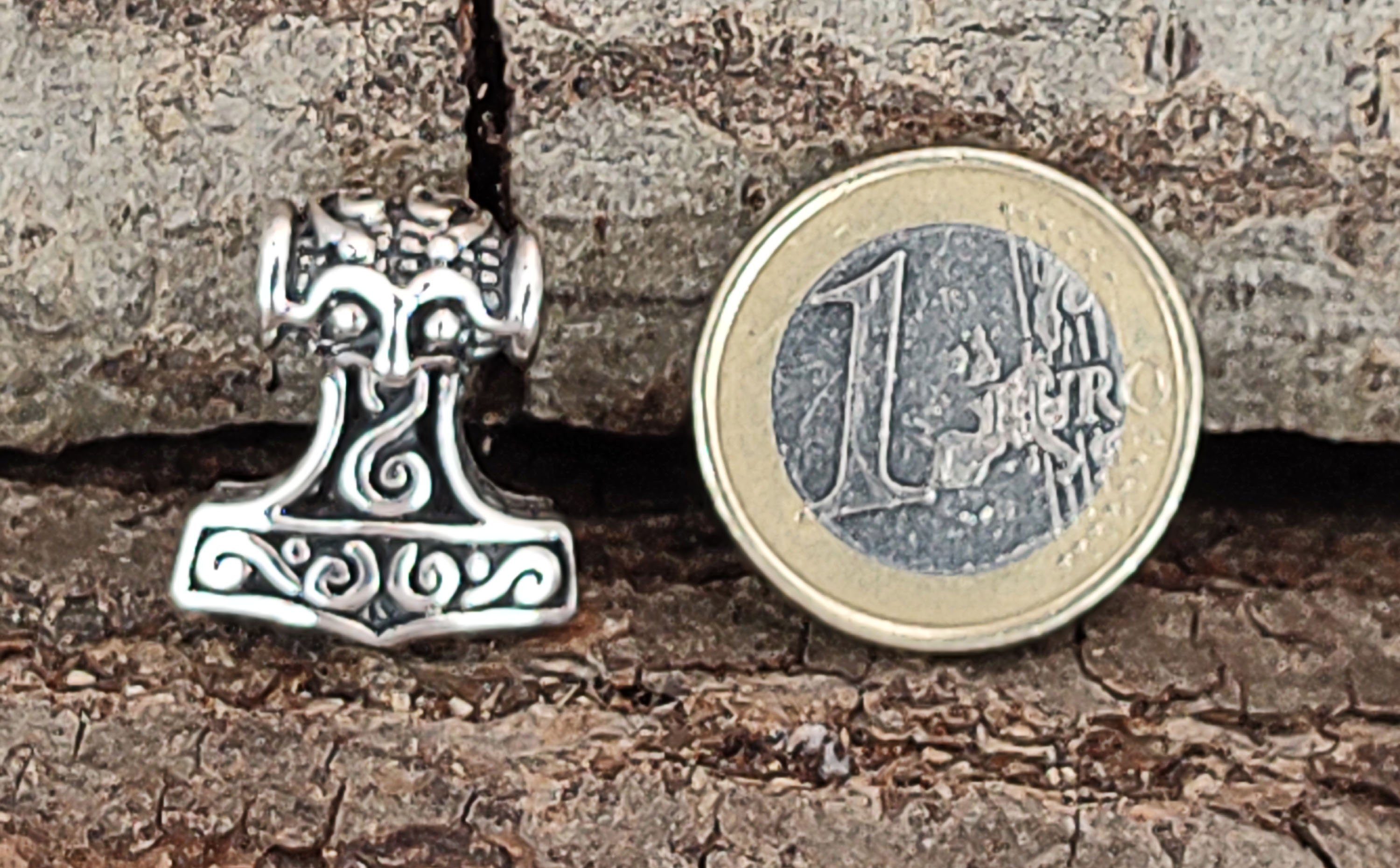 Kettenanhänger Anhänger Thorshammer Leather Mjöllnir of Kiss Silber Knotenmuster 925 Thor