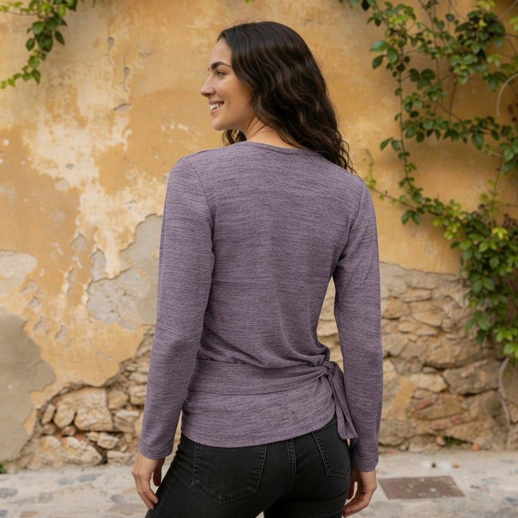 Guru-Shop Longsleeve Wickelshirt, Pullover, Wickeljacke, Yogashirt -.. alternative Bekleidung – Bild 4 von 5