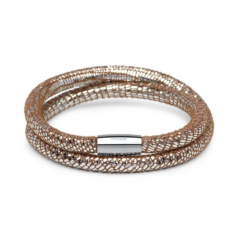 Unique Lederarmband Zweireihiges Lederarmband für Clip-Charms silber günstig online kaufen