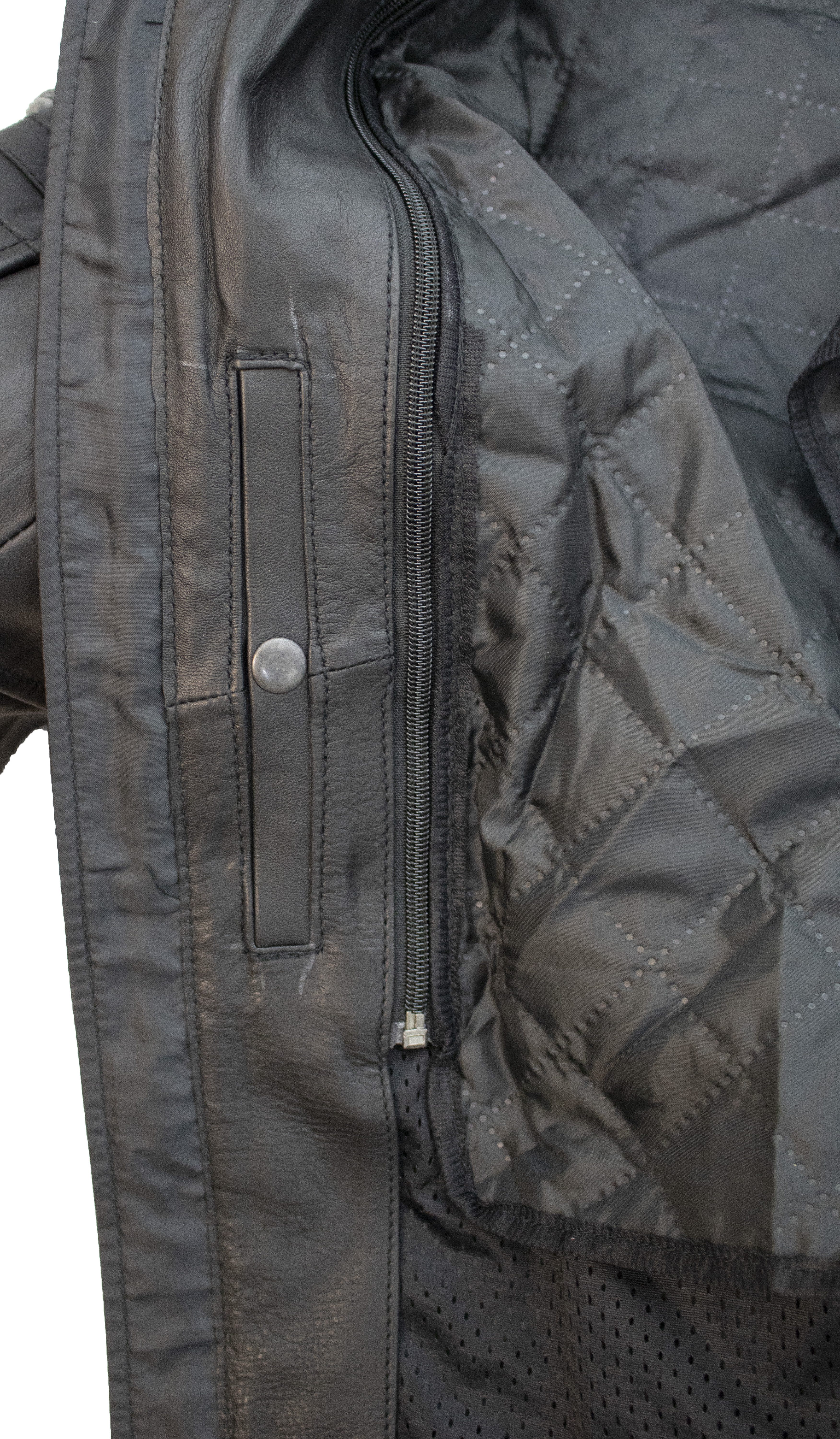MDM Motorradjacke Herren Motorrad Lederjacke Echtleder Retro Bikerjacke Protektoren (Set, 1x Motorrad Lederjacke, 5x Protektoren) Retro Used Look, Herausnehmbar – Bild 5 von 5