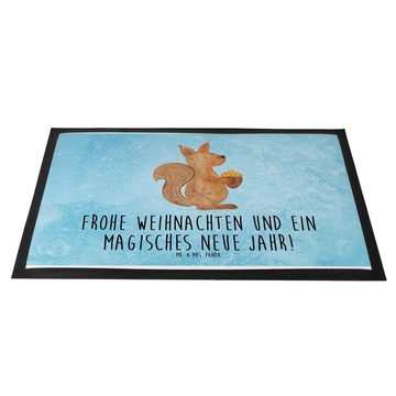 Fußmatte 60 x 90 cm Eichhörnchen Weihnachten - Eisblau - Geschenk, Schmutzfang, Mr. & Mrs. Panda, Höhe: 0.3 mm, Attraktives Design
