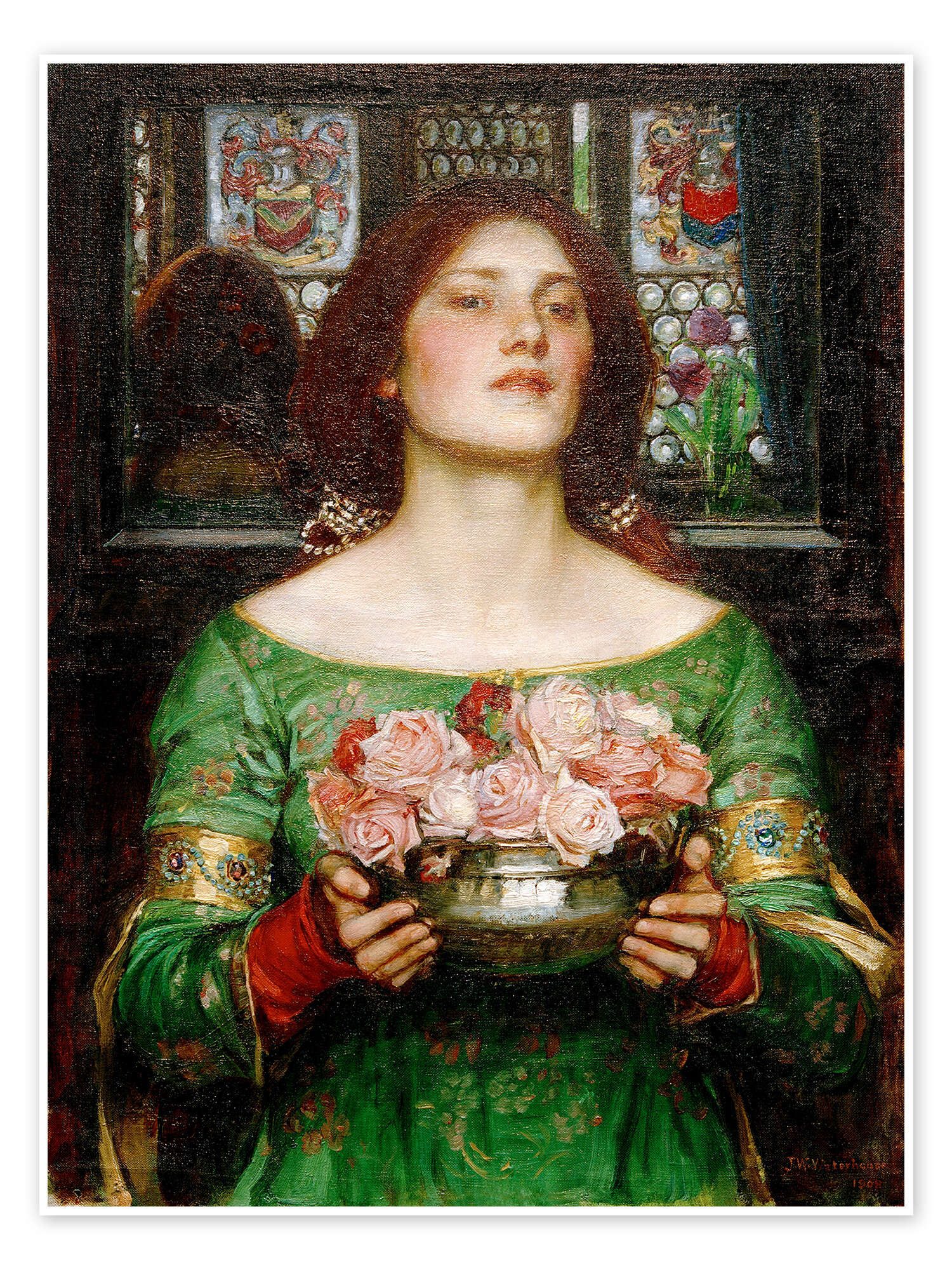 Posterlounge Wandbild Rosenblütensammeln, John William Waterhouse, erhältlich als Poster, Leinwandbild, Wandsticker oder Acrylglasbild