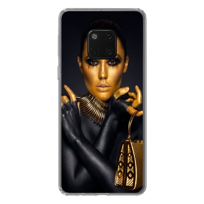 MuchoWow Handyhülle Make-up - Tasche - Gold - Luxus - Frau Handyhülle Huawei Mate 20 Pro Handy Case Silikon Bumper Case