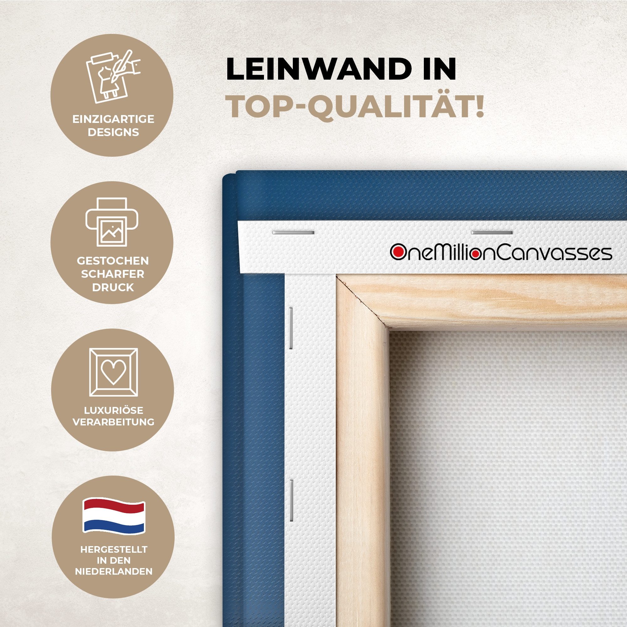 OneMillionCanvasses® Leinwandbild Gummi-Ente - Handtuch - Blau, Fotodruck (1 St), Leinwandbilder XXL für Wohnzimmer 90x140 cm