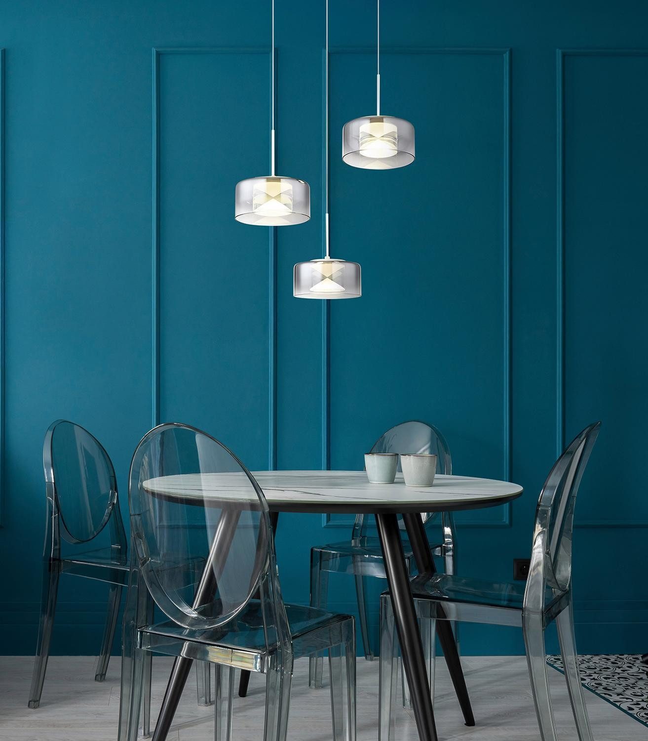 GLOBO LIGHTING LED Pendelleuchte BELINDA, 3-flammig, Rauchfarben, Weiß matt günstig online kaufen