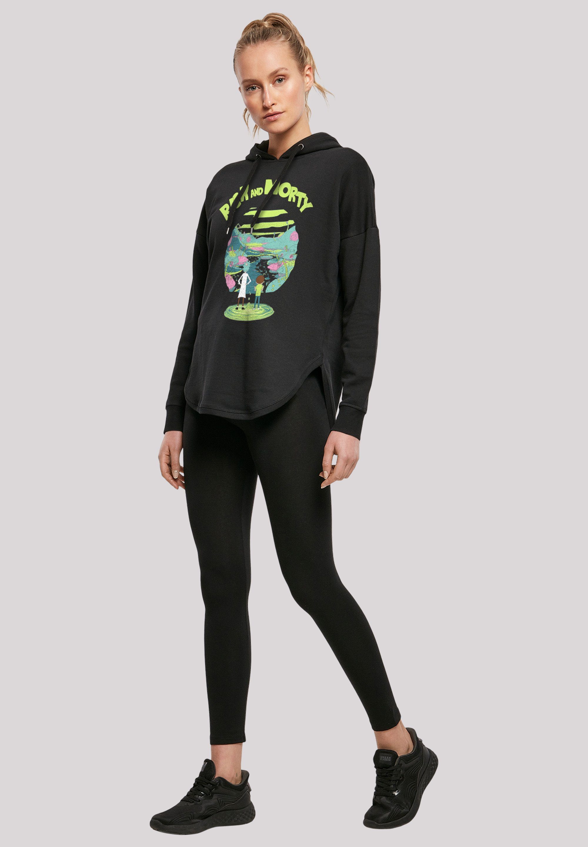 F4NT4STIC with schwarz Hoody and s22 Oversized Damen (1-tlg) Kapuzenpullover Ladies Branding Rick Morty