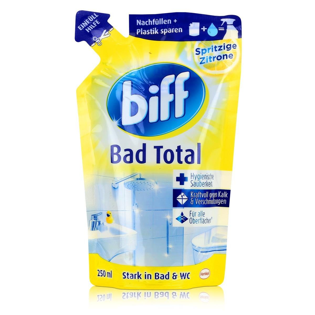 biff Biff Bad Total Zitrone Nachfüllbeutel 250ml - Kraftvoll gegen Kalk (1e Badreiniger | Badreiniger