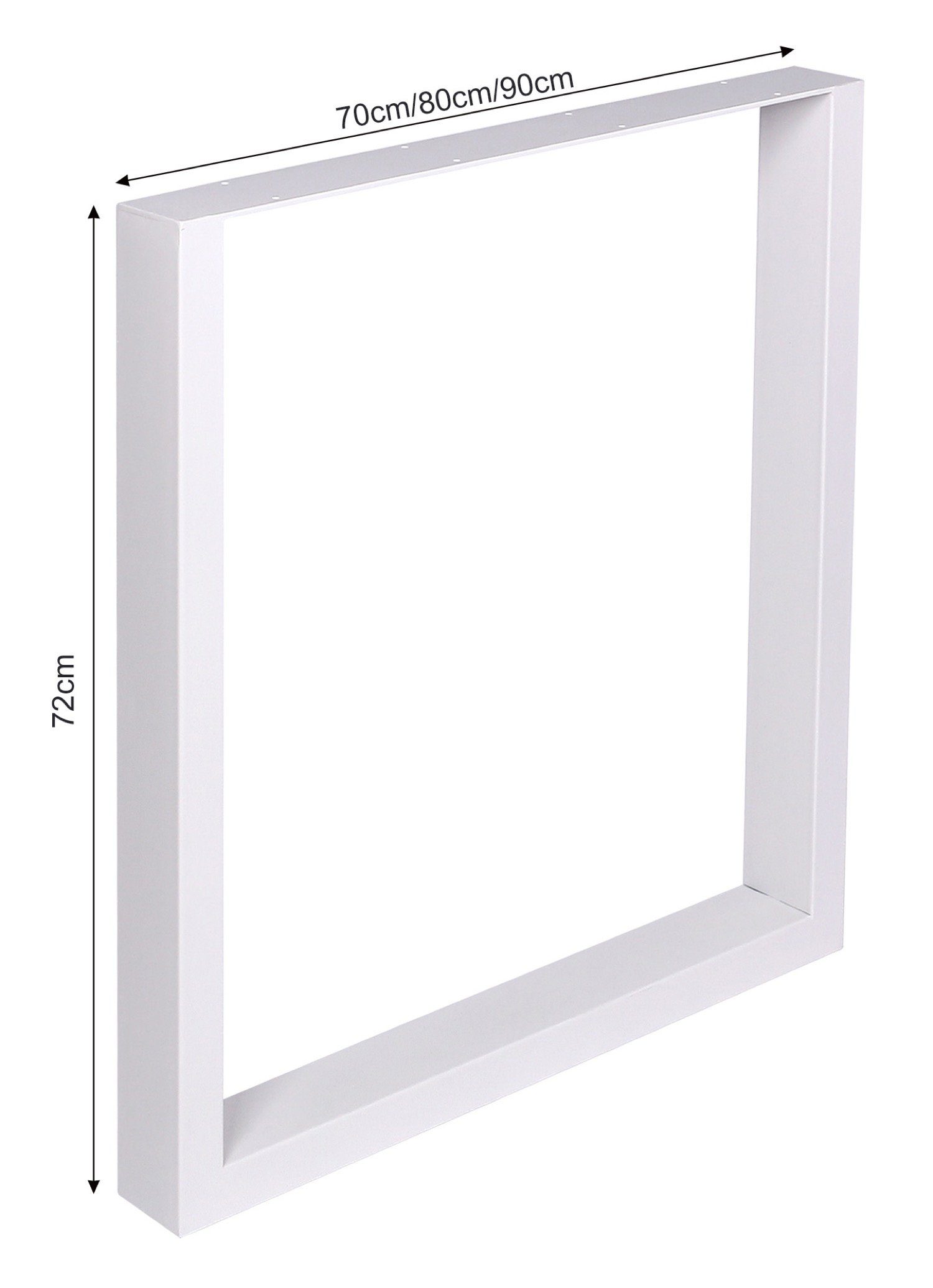 L - 7 x weiß - 72cm pulverbeschichtetem Tischgestell mit TPFLiving inkl. Korrosionsschutz, kg Montagelöchern und Stahl Größe 1-St., Maße vorgefertigten Schrauben), Gewicht: mit Farbe (Hochwertiger Tischkufen stabiler aus 90 4-Kant-Stahl 8 Kufengestell Venix - x (TxBxH):