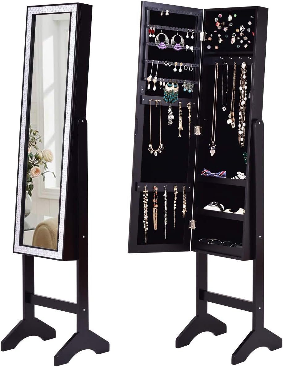 KOMFOTTEU Schmuckschrank Spiegelschrank mit Bling-Design günstig online kaufen