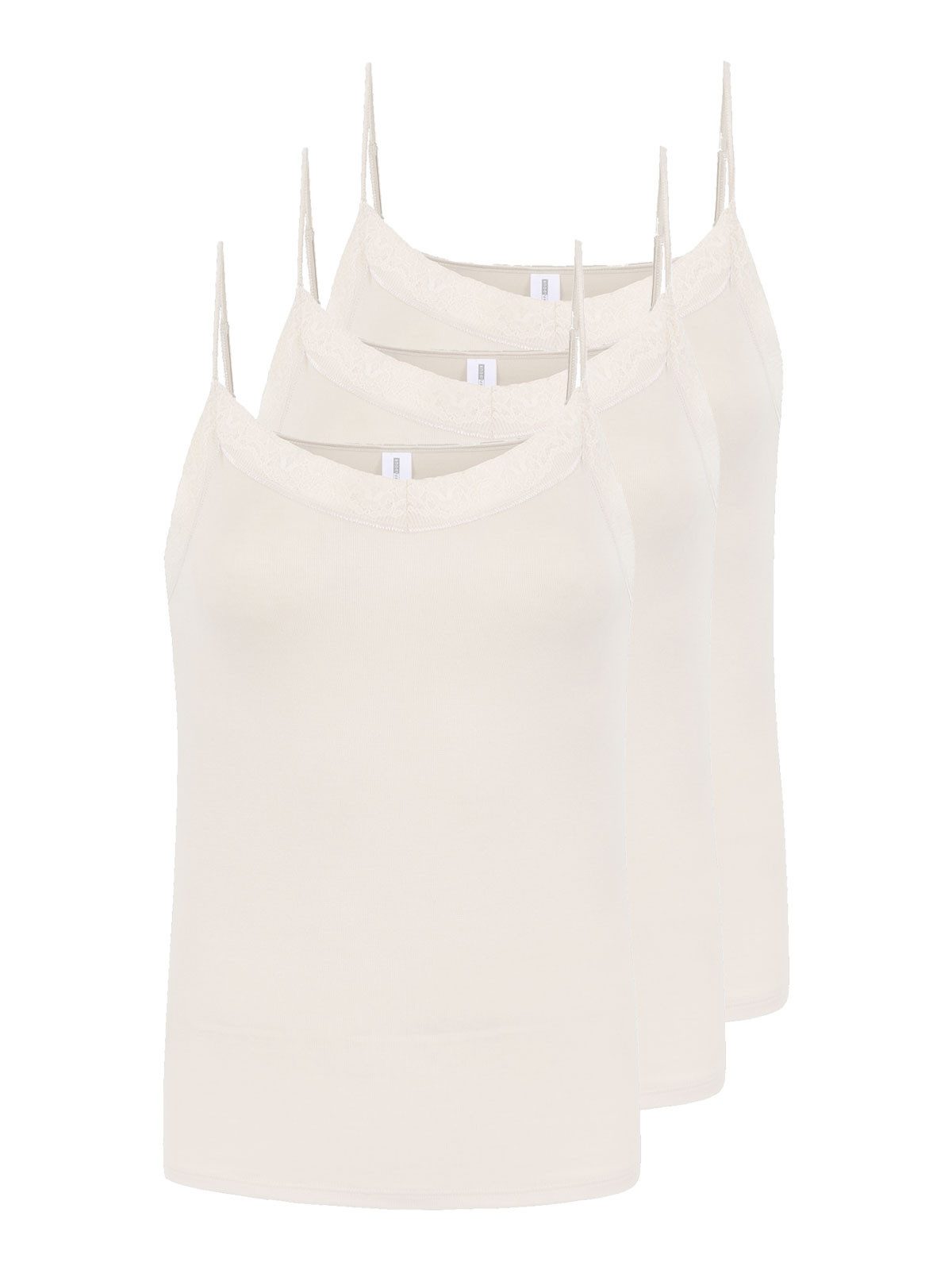 Achseltop 3er Pack Damen Spaghettitop Lacy-Peak