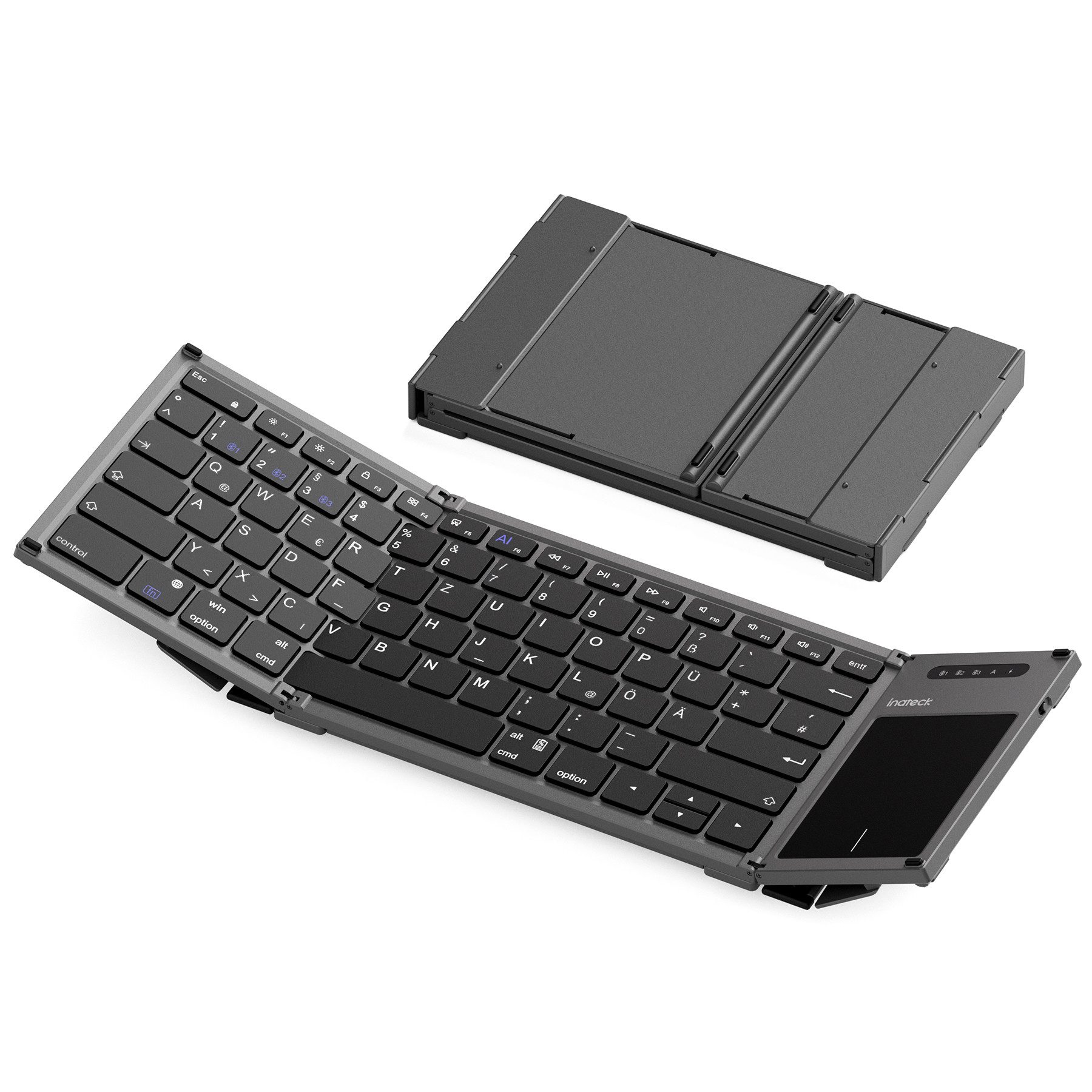 Inateck Bluetooth Mini Faltbare Tastatur, AI-Tastatur mit Touchpad Wireless-Tastatur (mit 3 Bluetooth-Kanälen)