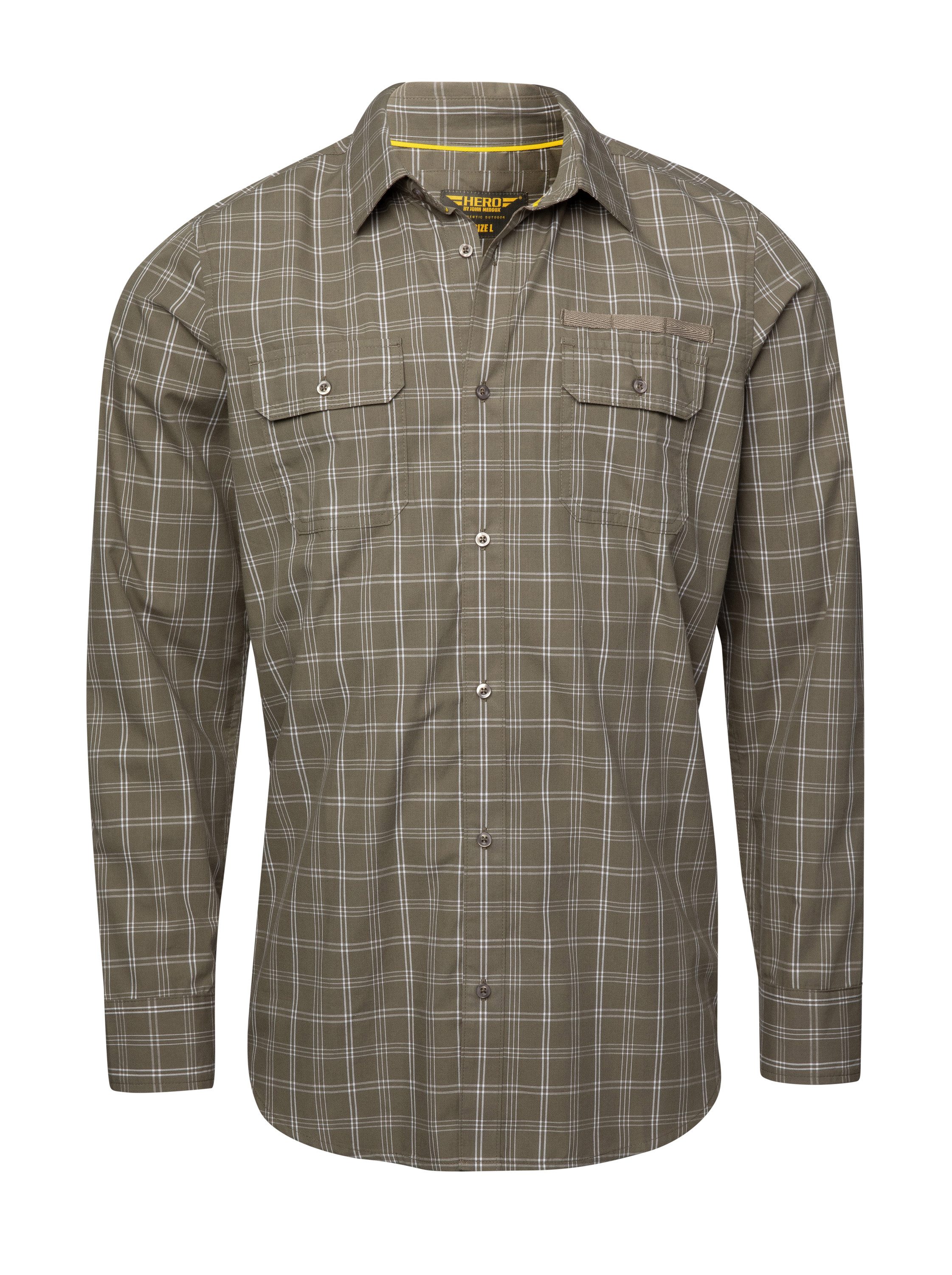 HERO by John Medoox Langarmshirt HARRY Kent Hemd Regular Fit Casual Funktionsmaterial für Herren