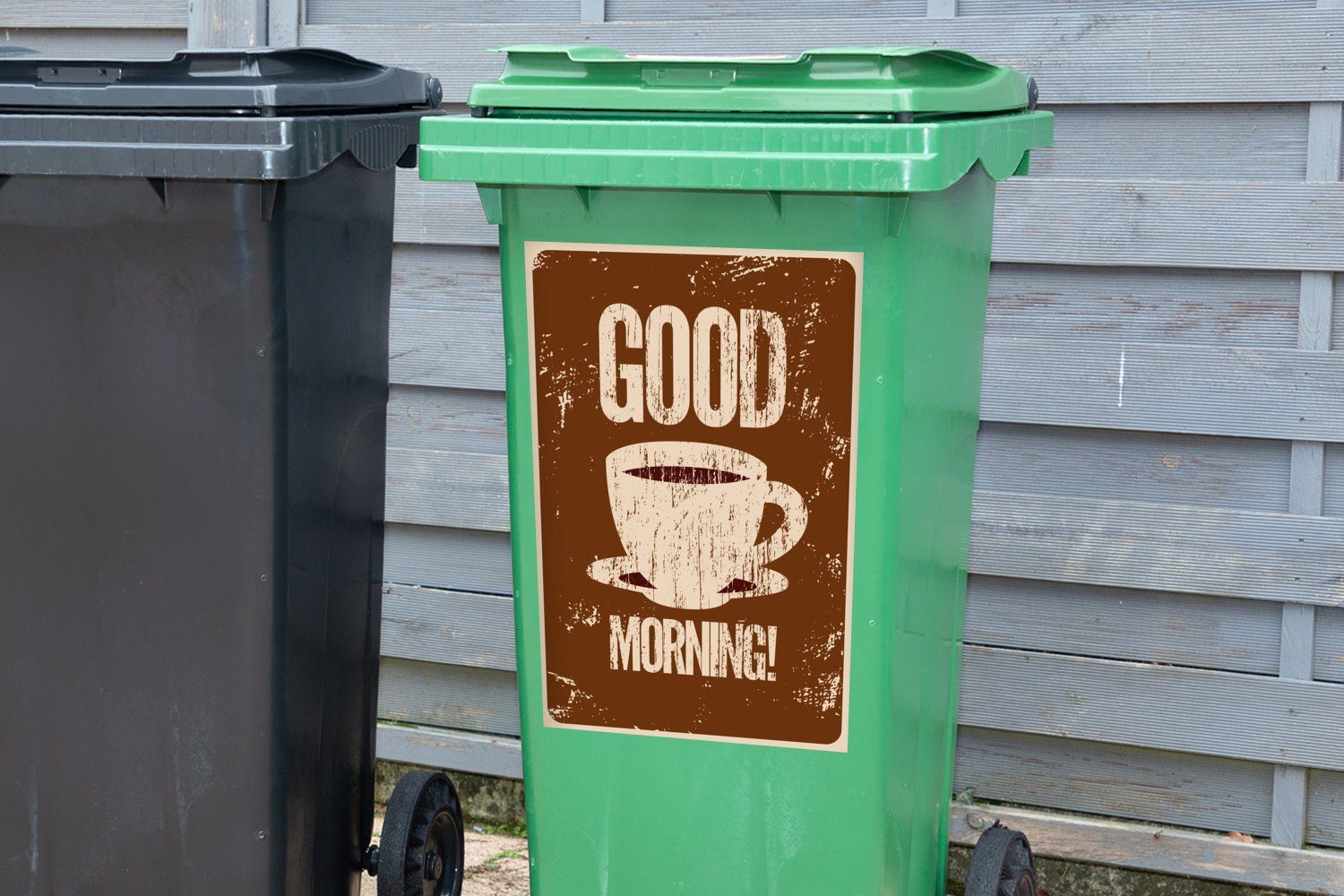 (1 Wandsticker Sprichwörter Morgen! Mülleimer-aufkleber, Jahrgang Guten Container, - Zitate Kaffee St), - - Abfalbehälter Mülltonne, MuchoWow - Sticker,