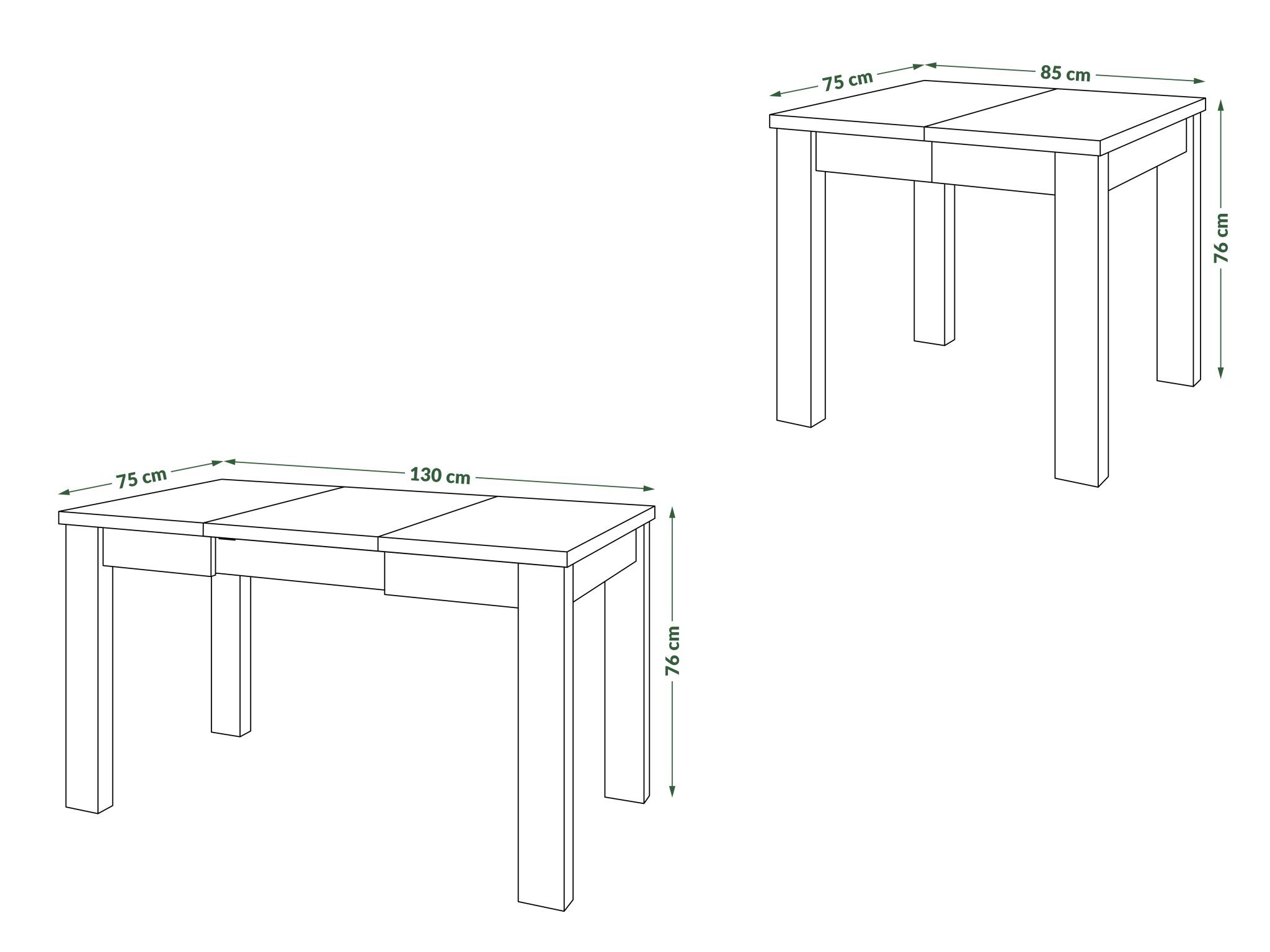 Esstisch ausziehbar 85 Tisch Esstisch Eiche Schwarz bis dunkel matt 130 cm - designimpex Design Fonte