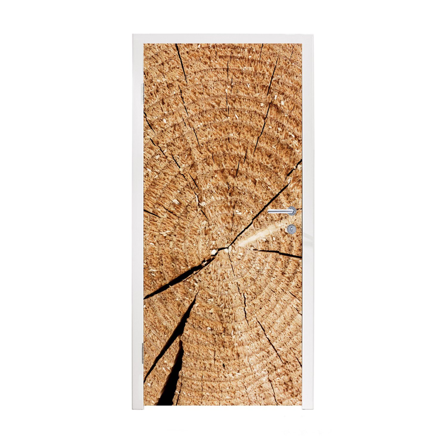 MuchoWow Türtapete Baumstamm - Struktur - Baum - Design, Matt, bedruckt, (1 St), Selbstklebende Tapete, Folie für Möbel, 75x205 cm