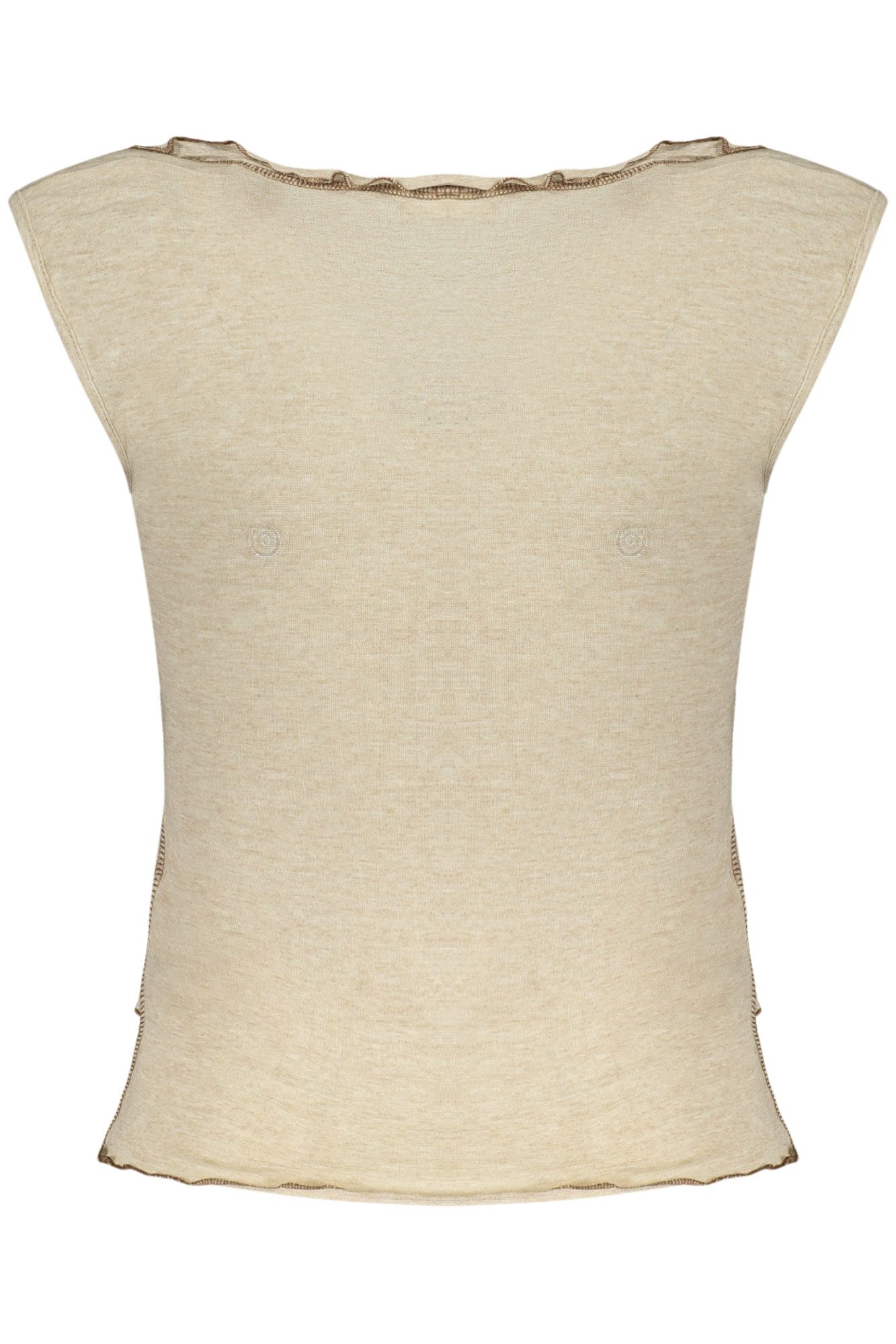 Desigual T-Shirt Beiges Damen-Tanktop mit U-Boot-Ausschnitt und