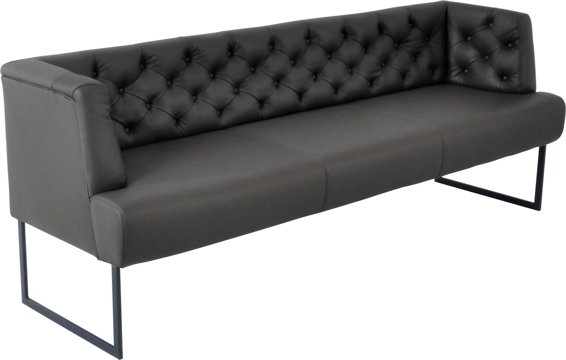 K+W Komfort & Wohnen Polsterbank Creso, im modernen Chesterfield-Look, mit schwarzen Kufenfüßen