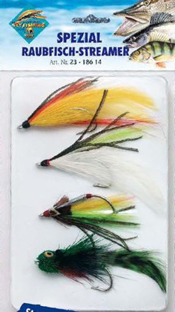 Behr Fliegenhaken Behr Streamer Set 4 Stk Raubfisch Fliegen Hecht Zander, 4 Spezial-Streamer für Raubfische
