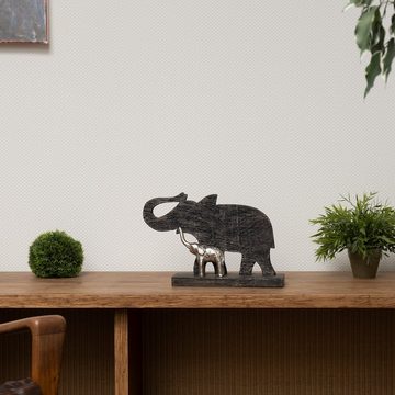 Moritz Skulptur Skulptur Elefant mit Kind 25x40x10 cm, Dekoobjekt Holz, Tischdeko, Fensterdeko, Wanddeko, Holzdeko