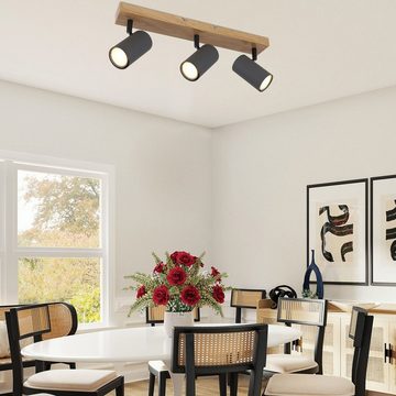 Globo Deckenleuchte Deckenleuchte Wohnzimmer Deckenlampe Deckenstrahler Holz Optik, Strahler, 2 - flammig, dimmar - abhängig vom Leuchtmittel, ohne Leuchtmittel, Lichtfarbe ist abhängig vom Leuchtmittel, Schlafzimmer, Garderobe & Flur, Gästezimmer, Küche, Flur, Esszimmer